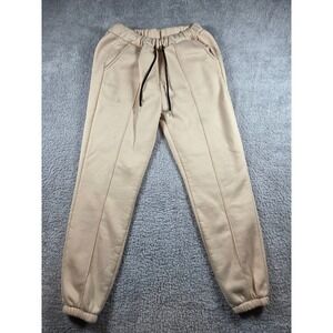 Unbranded Fleece Lined Joggers Large Beige Mens Pintuck Seam Sweatpants